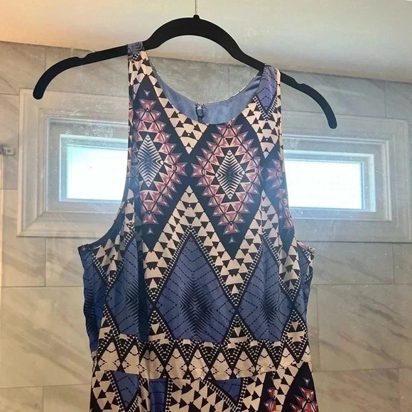 Yumi Kim Dream Maxi Silk Long Dress Gown High Neck Abstract Print Flowy Skirt M​ - Picture 13 of 15